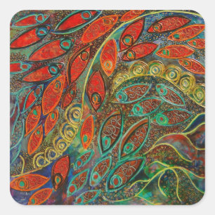 Adesivo Quadrado vinheta de porta giratória (pintura)