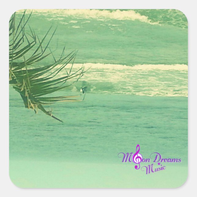 Adesivo Quadrado Vinheta de Praça do Oceano Água Verde (Frente)