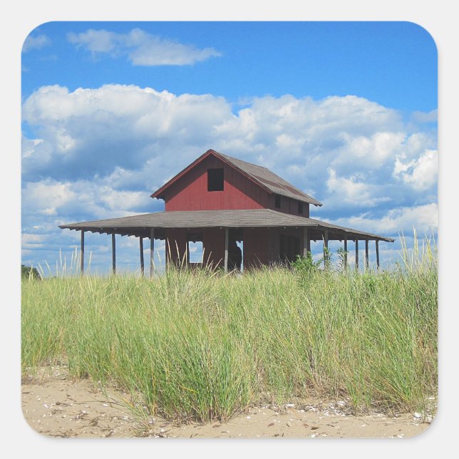 Adesivo Quadrado Vinheta de praia de Grass Island (Frente)