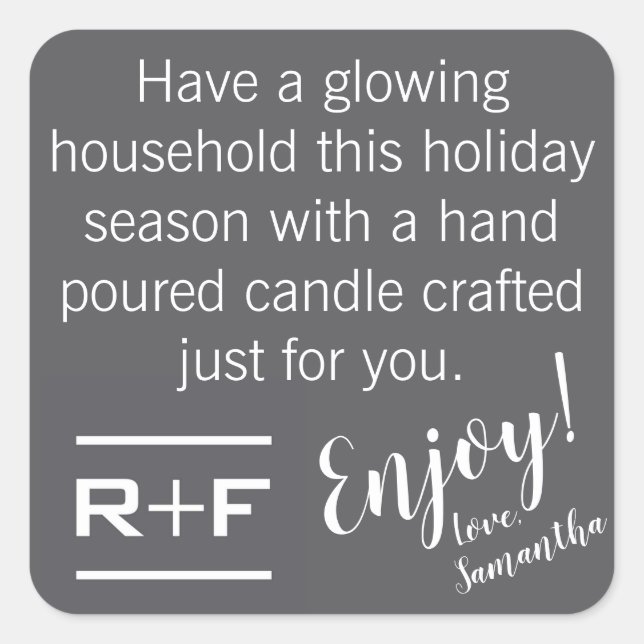 Adesivo Quadrado Vinheta de Presente R+F (Frente)