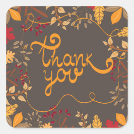 Adesivo Quadrado Vinheta de presentes de Ação de Graças