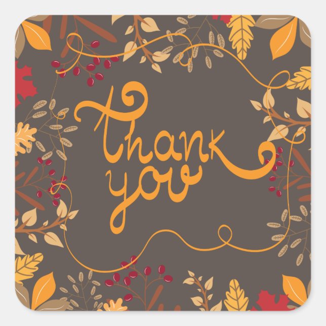 Adesivo Quadrado Vinheta de presentes de Ação de Graças (Frente)