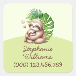 Adesivo Quadrado Vinheta de propriedades da mãe e do bebê