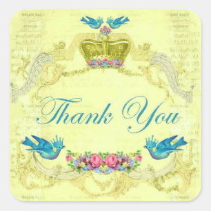 Adesivo Quadrado Vinheta de Royalties e Aves