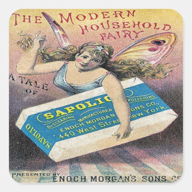 Adesivo Quadrado Vinheta de sabão de fadas (Frente)