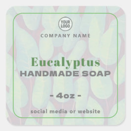 Adesivo Quadrado Vinheta de sabão feito à mão Eucalyptus