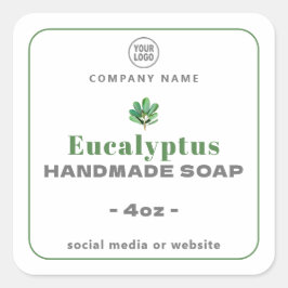 Adesivo Quadrado Vinheta de sabão feito à mão Eucalyptus