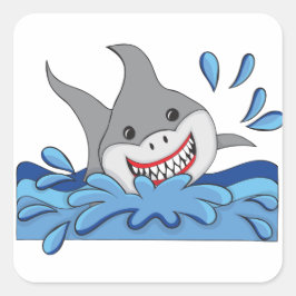 Adesivo Quadrado Vinheta de Shark