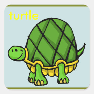 Adesivo Quadrado vinheta de tartaruga