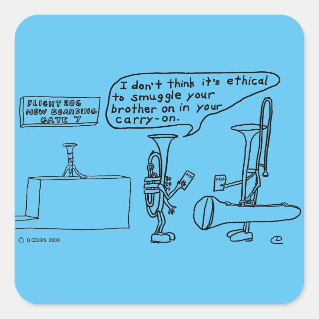 Adesivo Quadrado Vinheta de Trombone Smuling Square (Frente)