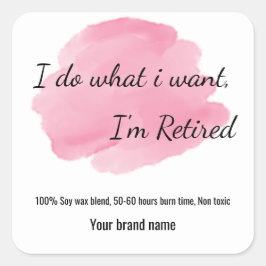 Adesivo Quadrado Vinheta de Vela de Retirada de Texto Personalizada