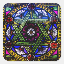 Adesivo Quadrado Vinheta de vidro da Igreja Religiosa