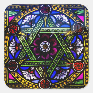 Adesivo Quadrado Vinheta de vidro da Igreja Religiosa