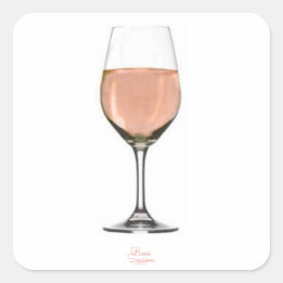Adesivo Quadrado Vinheta de vinho Rosé