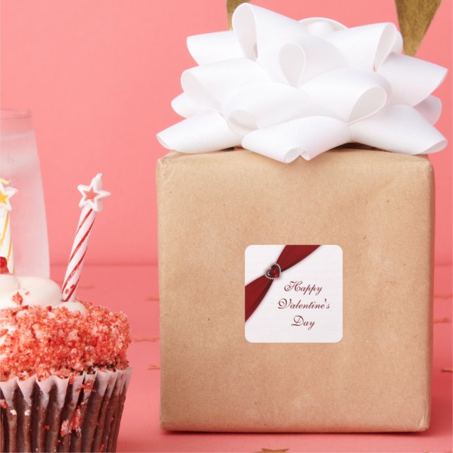 Adesivo Quadrado Vinheta Dia de os namorados Vermelho Ruby (Festa)