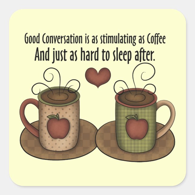 Adesivo Quadrado Vinheta Diversão do Café (Frente)