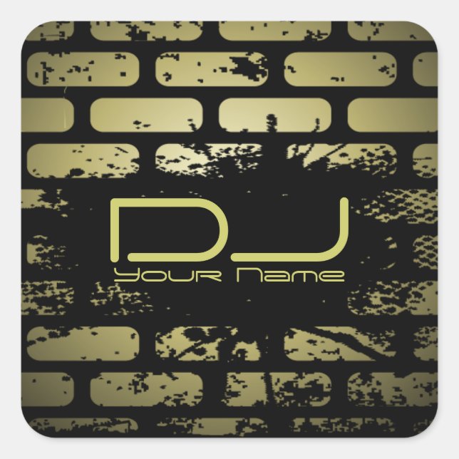 Adesivo Quadrado Vinheta DJ de Parede Brick (Frente)