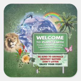 Adesivo Quadrado Vinheta do Dia da Terra