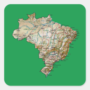 Adesivo Quadrado Vinheta do Mapa do Brasil