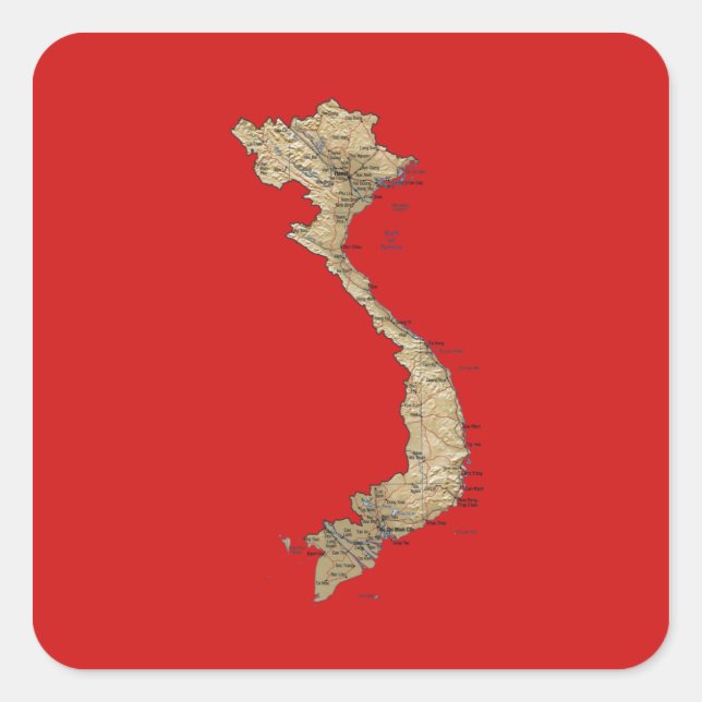 Adesivo Quadrado Vinheta do mapa do Vietnã (Frente)