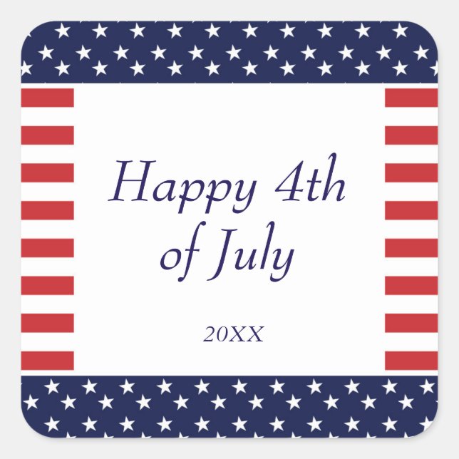 Adesivo Quadrado Vinheta do Partido da Independência do Dia 4 de ju (Frente)