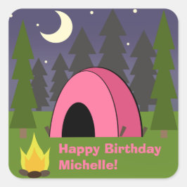 Adesivo Quadrado Vinheta do Partido dos Campos de Aniversário de Te