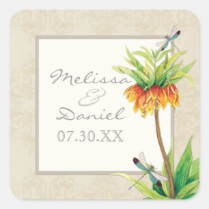 Adesivo Quadrado Vinheta-doçura para a Fritillaria n Dragonfly Favo