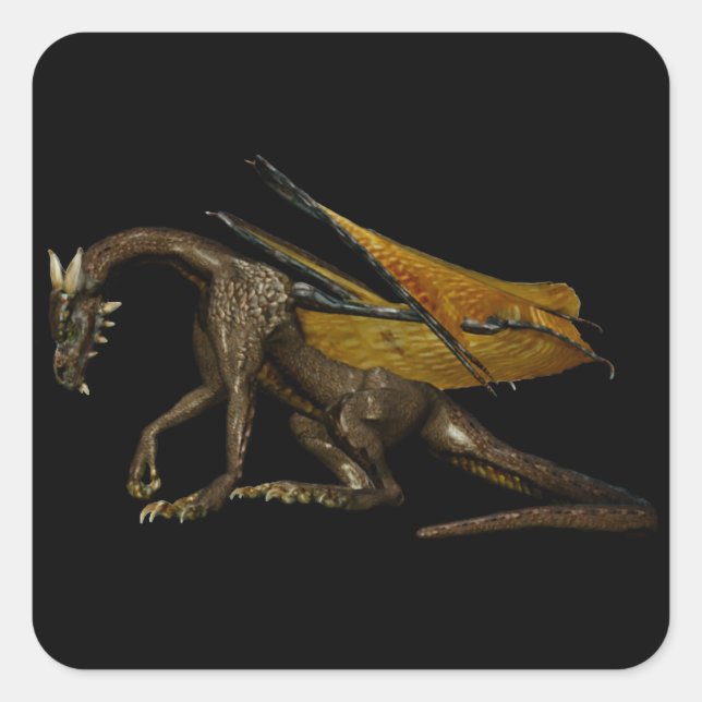 Adesivo Quadrado Vinheta Dragão (Frente)