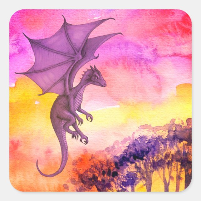 Adesivo Quadrado Vinheta Dragão Quadrado (Frente)