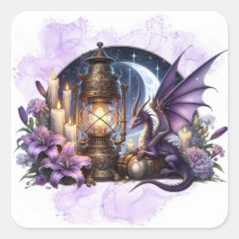 Adesivo Quadrado Vinheta Dragão Steampunk