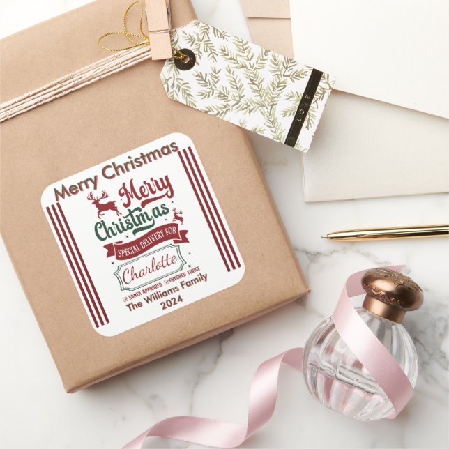 Adesivo Quadrado Vinheta espiritual de férias alegre (Presentear)