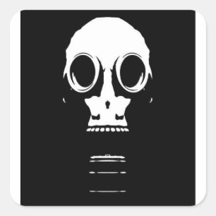 Adesivo Quadrado Vinheta Estêncil de Máscara de Gás