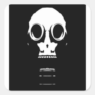 Adesivo Quadrado Vinheta Estêncil de Máscara de Gás