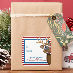 Adesivo Quadrado Vinheta-Etiqueta para Presente de Rebelde Natal Wh