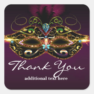 Adesivo Quadrado Vinheta-Favor do Partido Elegante da Máscara de Ma