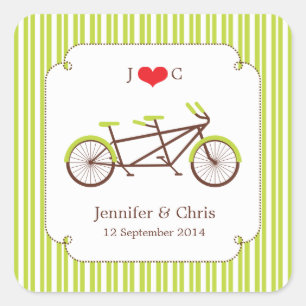 Adesivo Quadrado Vinheta-Favor Tandem Bike (Greve Verde)