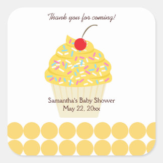 Adesivo Quadrado Vinheta-favorita SQUARE CUPCAKE YUMMY (Amarelo)