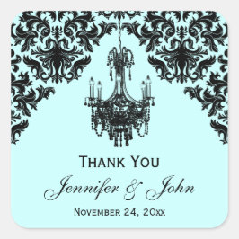 Adesivo Quadrado Vinheta-favorito do candelabro azul e preto