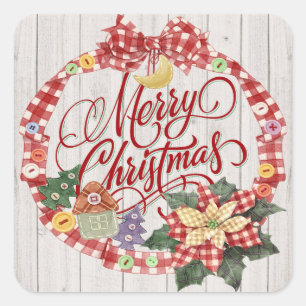 Adesivo Quadrado Vinheta Feliz de Natal