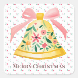 Adesivo Quadrado Vinheta Feliz de Natal com Preppy Bell