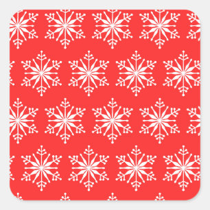 Adesivo Quadrado Vinheta Festiva Decorativa com Floco de Neve.