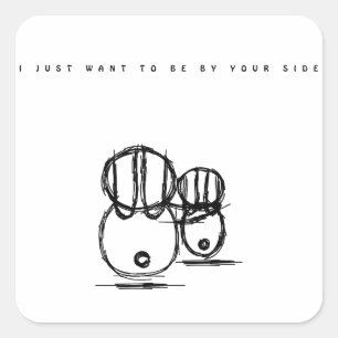 Adesivo Quadrado Vinheta fina de coelho de Casal