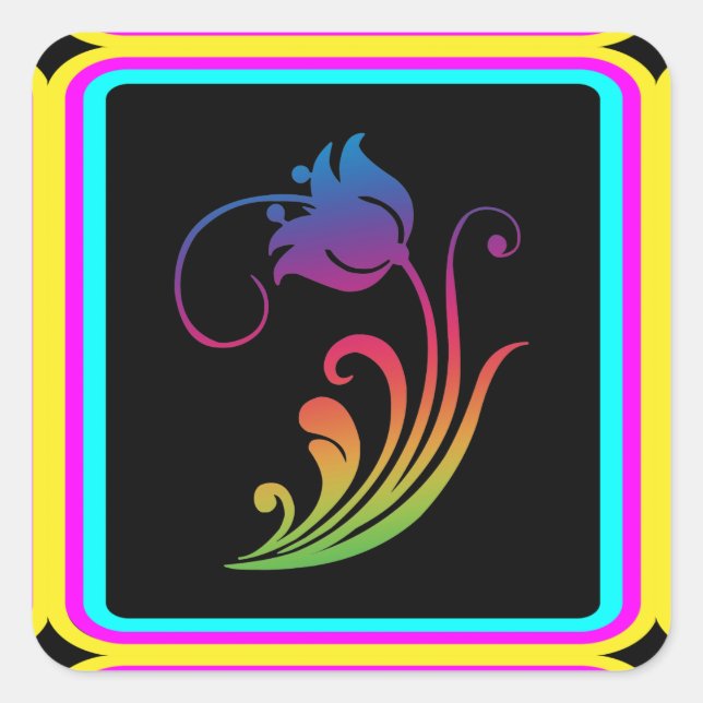 Adesivo Quadrado Vinheta Flor (Frente)