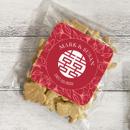 Adesivo Quadrado Vinheta Floral Chinesa Tradicional Elegante