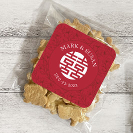 Adesivo Quadrado Vinheta Floral Chinesa Tradicional Elegante