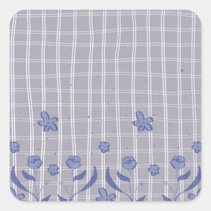 Adesivo Quadrado Vinheta floral púrpura