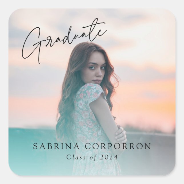 Adesivo Quadrado Vinheta Formando de Script de Tendência (Frente)