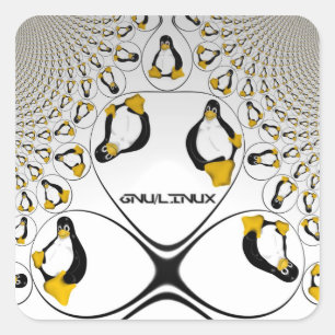 Adesivo Quadrado Vinheta Fractal GNU/Linux