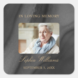 Adesivo Quadrado Vinheta Funeral do Memorial Negro e Dourado