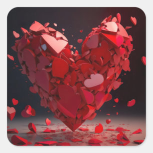 Adesivo Quadrado Vinheta Gerada por IA-Coração Quebrada